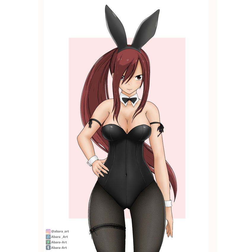 big_breasts big_tits breasts bunny_costume bunny_ears bunny_girl bunny_suit bunnygirl bunnysuit cleavage erza_scarlet fairy_tail gloves hips large_hips long_hair long_legs pantyhose red_hair ribbon seduction seductive seductive_eyes seductive_look seductive_mouth seductive_pose seductive_smile wide_hips