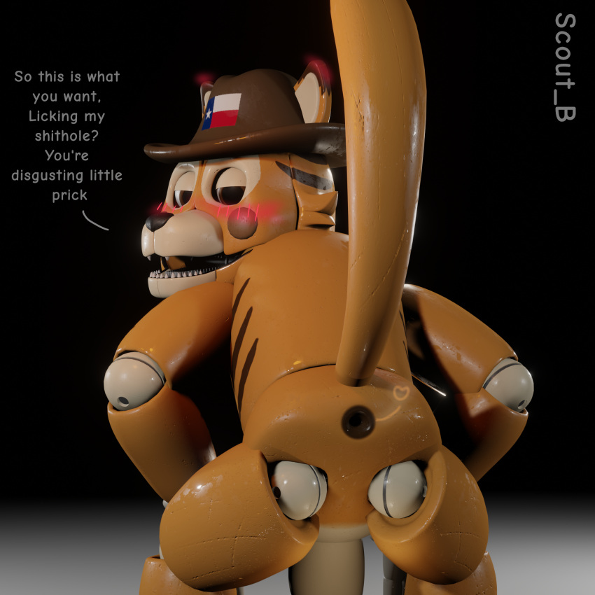 3d 3d_(artwork) absurd_res absurdres animatronic animatronics anus anus_peek ass bending bending_forward bending_over blender blender_(software) blush brown_anus brown_tail cowboy_hat dick ear_blush english english_text fazbear_fanverse fazbear_frights five_nights_at_freddy's fnaf furry furry_male furry_only george george_(jolly) george_(jolly4) george_goodtime(jolly) george_nudes george_nudity georgenudes georgenudity gloves hat high_resolution highres jolly jolly_(game) jolly_4 lonner_(artist) male/male male_focus male_only non-human nude nude_male nudity nudity_goodtime orange_ears orange_eyes orange_hair orange_tail rendered robot scout_b(artist) sniffing_anus sniffing_ass tail tail_lift texas texas_flag tiger tiger_ears tiger_tail