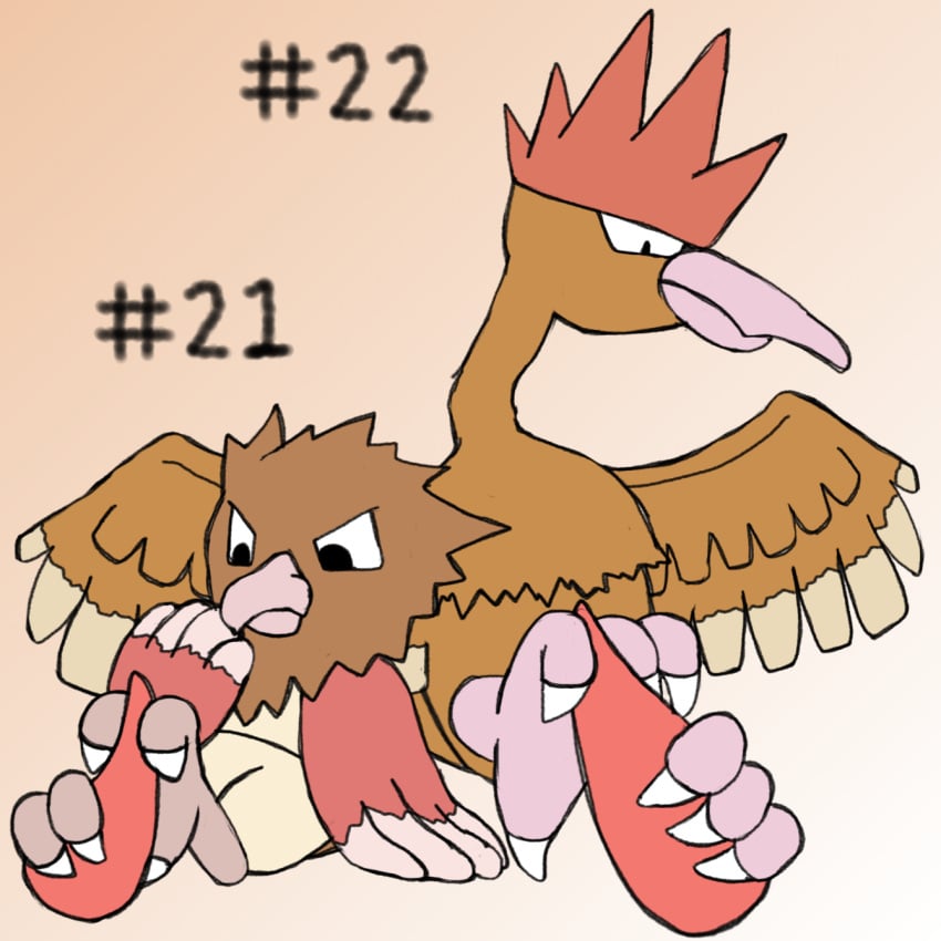 2022 ambiguous_gender beak digital_media_(artwork) erection fearow feathered_wings feathers feet feral foot_fetish foot_play footjob generation_1_pokemon genitals hi_res male male/male nintendo onidrill onisuzume paws penis pokémon_(species) pokemon pokemon_(species) secretsableye sex simple_background spearow talonjob talons text toes video_games wings