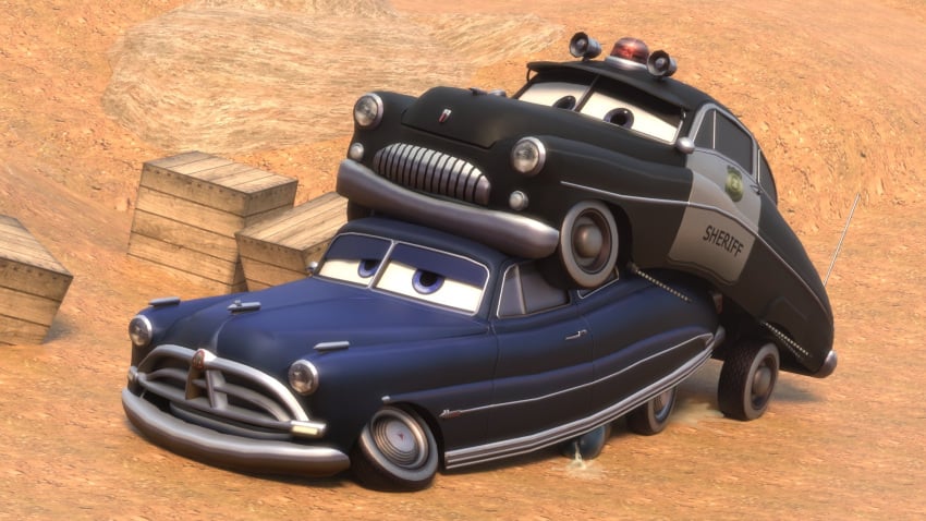 2022 bodily_fluids car car_ugen cars_(film) cum disney doc_hudson duo genital_fluids genitals hi_res living_car living_machine living_vehicle machine male male/male non-human not_furry penis pixar sex sheriff_(cars) vehicle what why