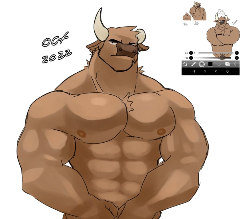 bara biceps bull furry ice_xhan male male_focus male_only muscular muscular_male pecs redraw screenshot toro_buull