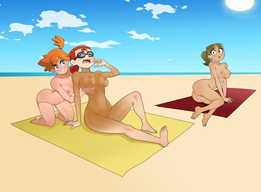 3girls anoneysnufftan applying_sunscreen ass beach blonde_hair breasts embarrassed embarrassed_nude_female evil_con_carne execution female female_only goggles heloise humiliation imminent_death imminent_orgasm jimmy_two-shoes kasumi_(pokemon) killer_lotion lotion major_dr._ghastly massage murder nipples nude ocean oil oiled orange_hair peril pokemon punishment pussy red_hair rubbing sand seaside sitting sky snuff summer sunbathing sunscreen towel waiting_for_turn