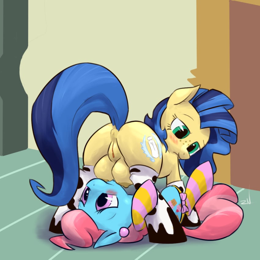 anus ass big_crotchboobs blush crotchboob crotchboobs cup_cake equine female freckles friendship_is_magic horse milky_way_(character) milky_way_(mlp) milky_way_(oc) my_little_pony ponchuzn pony pussy socks yuri