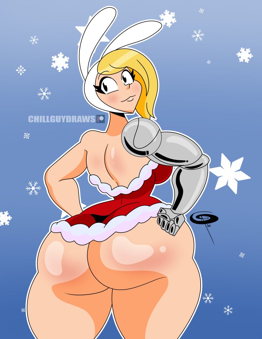 adventure_time cartoon_network christmas female fionna_the_human_girl frostbiteboi santa_hat thicc-verse