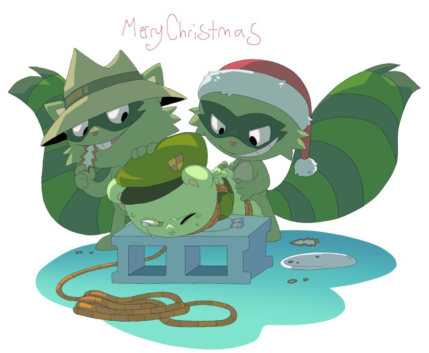 bear christmas flippy flippy_(htf) getthly green_fur happy_tree_friends lifty_(htf) male male/male male_only male_penetrated male_penetrating male_penetrating_male pachi_rizuu raccoon rape shifty_(htf)