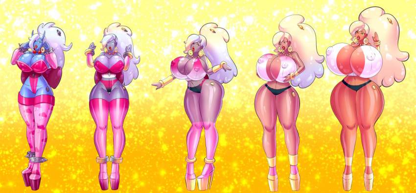 ass_expansion bimbo bimbofication breast_expansion dollification female gyaru hair_color_change hair_growth huge_ass huge_breasts keygii lip_expansion thick_thighs thigh_expansion transformation transformation_sequence wide_hips