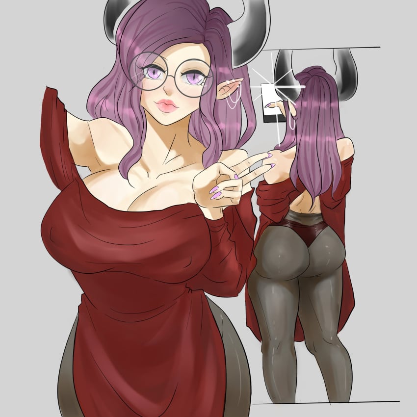 ass galath parody purple_hair selfie succubus