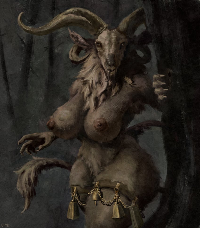 bells breasts christmas demon european_mythology female folklore fur holidays horns krampus monster_girl mythology nightmare_waifu public_domain rule_63 solo solo_female tail tongue upai