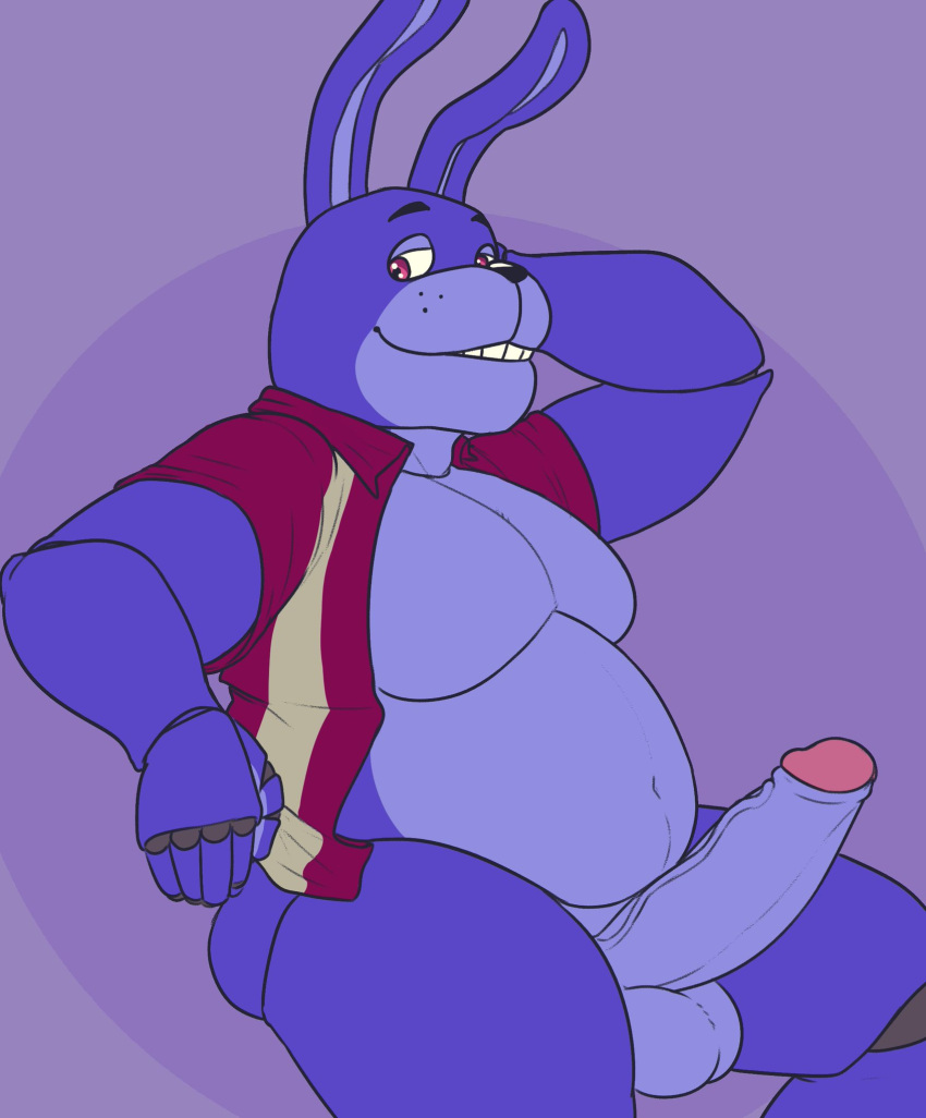 2022 animatronic anthro anthro_focus anthro_only belly big_balls big_belly big_penis big_testicles black_nose bowling_bonnie bunny bunny_ears chubby chubby_anthro chubby_male digital_drawing_(artwork) digital_media_(artwork) erect_penis erection five_nights_at_freddy's five_nights_at_freddy's:_security_breach foreskin foreskin_folds genitals glans hands_behind_head huge_balls huge_cock huge_testicles humanoid_genitalia humanoid_penis large_penis looking_at_viewer machine male_focus male_only navel open_shirt palchamon pantless partially_clothed partially_clothed_male purple_body purple_fur rabbit rabbit_ears rabbit_humanoid red_eyes robot shirt_open sit sitting sitting_on_floor smile smiling smiling_at_viewer solo solo_anthro solo_male stomach thick_penis veiny_penis