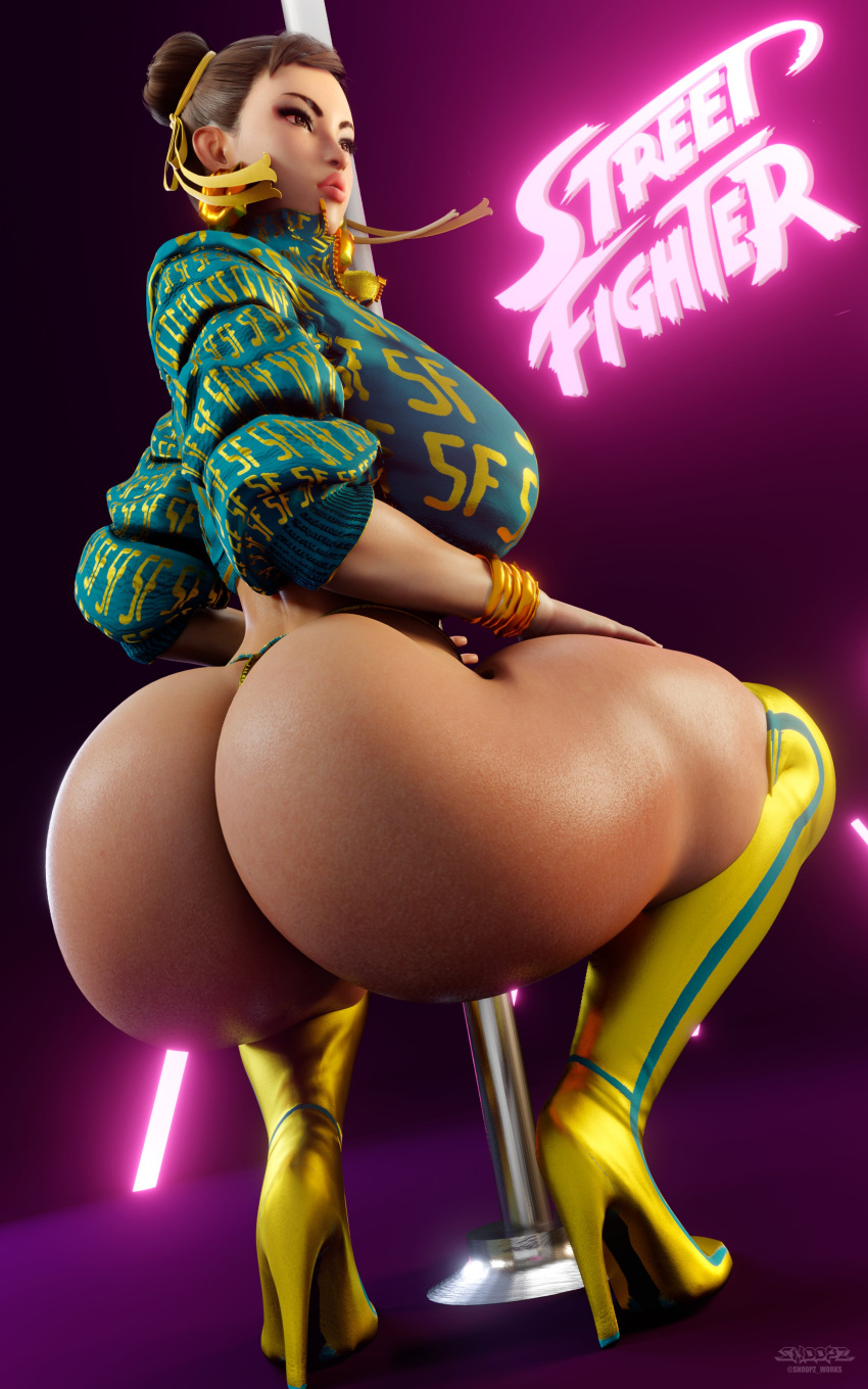 10:16 1girls 3d 3d_(artwork) ass_focus ass_view back_view big_breasts boots bubble_butt busty butt_focus capcom chun-li chun-li_(cover_girl) dat_ass female female_only hair_bun high_heel_boots high_heels huge_ass huge_butt human human_only jacket keyd10iori large_ass large_butt long_boots looking_away no_pants pantsless pole rear_view repinscourge snoopz solo solo_female squat squatting street_fighter street_fighter_6 stripper stripper_pole thick_thighs thong thunder_thighs voluptuous