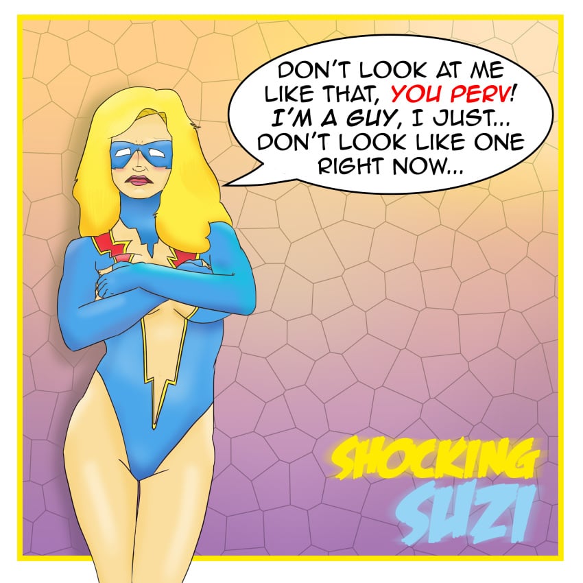 blonde_female blonde_hair cleavage cleavage_cutout dc dc_comics electricity genderswap_(mtf) rule_63 shocking_suzi superheroine tagme