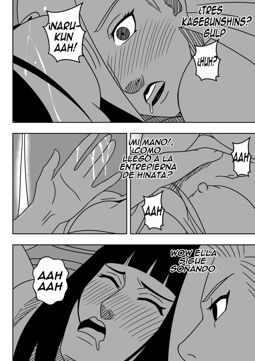 2girls accidental_circumstance accidental_sex accidental_yuri blunt_bangs blush closed_eyes comic dialogue genital_fluids hime_cut hyuuga_hinata indoors ino_yamanaka long_hair moaning molestation monochrome multiple_girls naruto naruto:_the_last naruto_(series) naruto_shippuden ninrubio one_breast_out pajamas pussy_juice sleep_molestation sleep_sex sleeping spanish_text story tent unintentional waking_up wet wet_pussy yuri