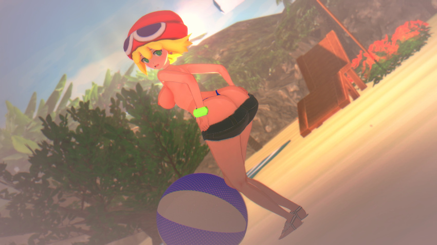 1girls amitie ass big_ass big_breasts blonde_hair breasts green_eyes hat huge_ass large_ass loluncc looking_back nipples panties puyo_puyo puyo_puyo_fever thick_thighs thighs