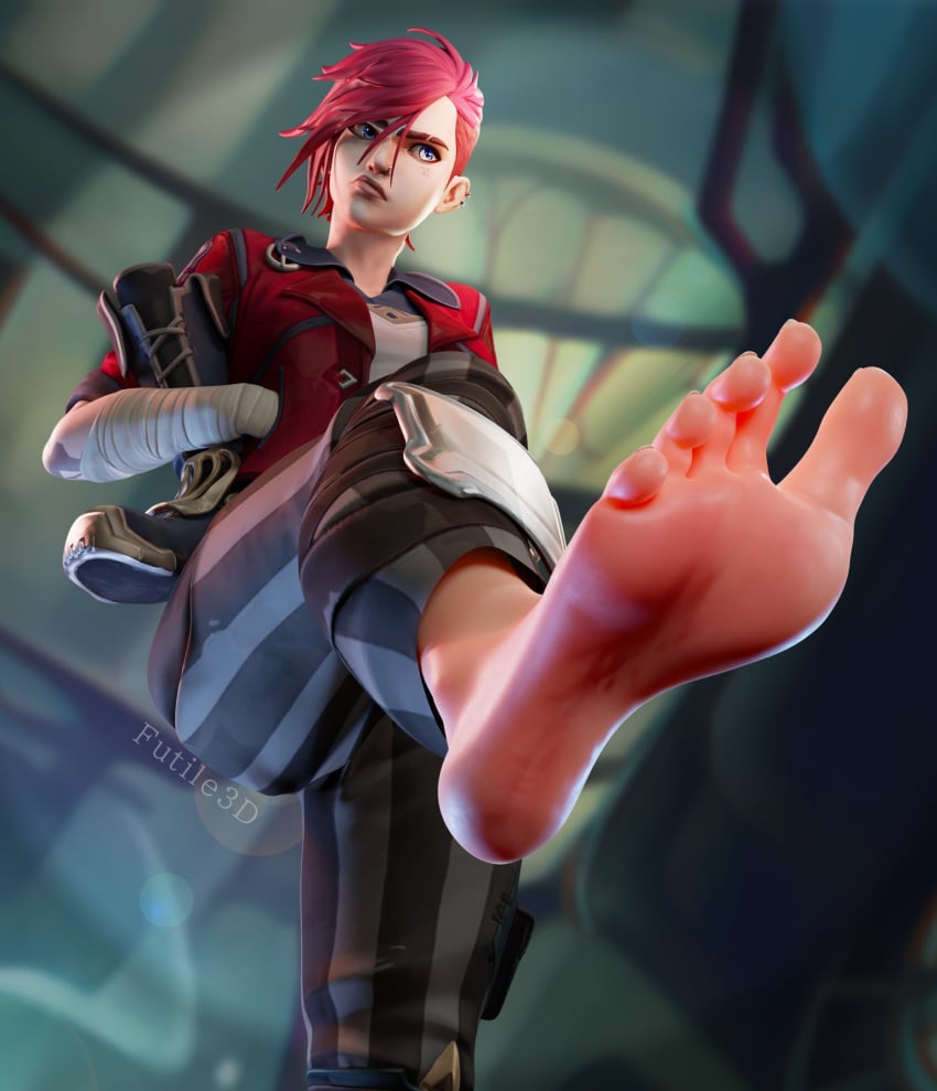 1girls barefoot feet feet_up female female_only foot_fetish foot_focus futile3d league_of_legends soles toe_curl toe_scrunch toes vi_(league_of_legends)