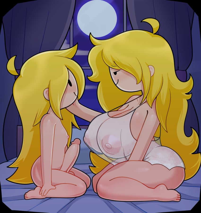 1boy 1girls 2022 4_fingers 4_toes adventure_time big_ass big_breasts big_penis black_eyes blonde_hair breasts erection female finn_the_human fionna_the_human_girl half_nude_female huge_breasts imminent_selfcest imminent_sex larger_female male naked nipples nude nude_male penis romantic romantic_couple selfcest somescrub tagme thick_thighs wholesome