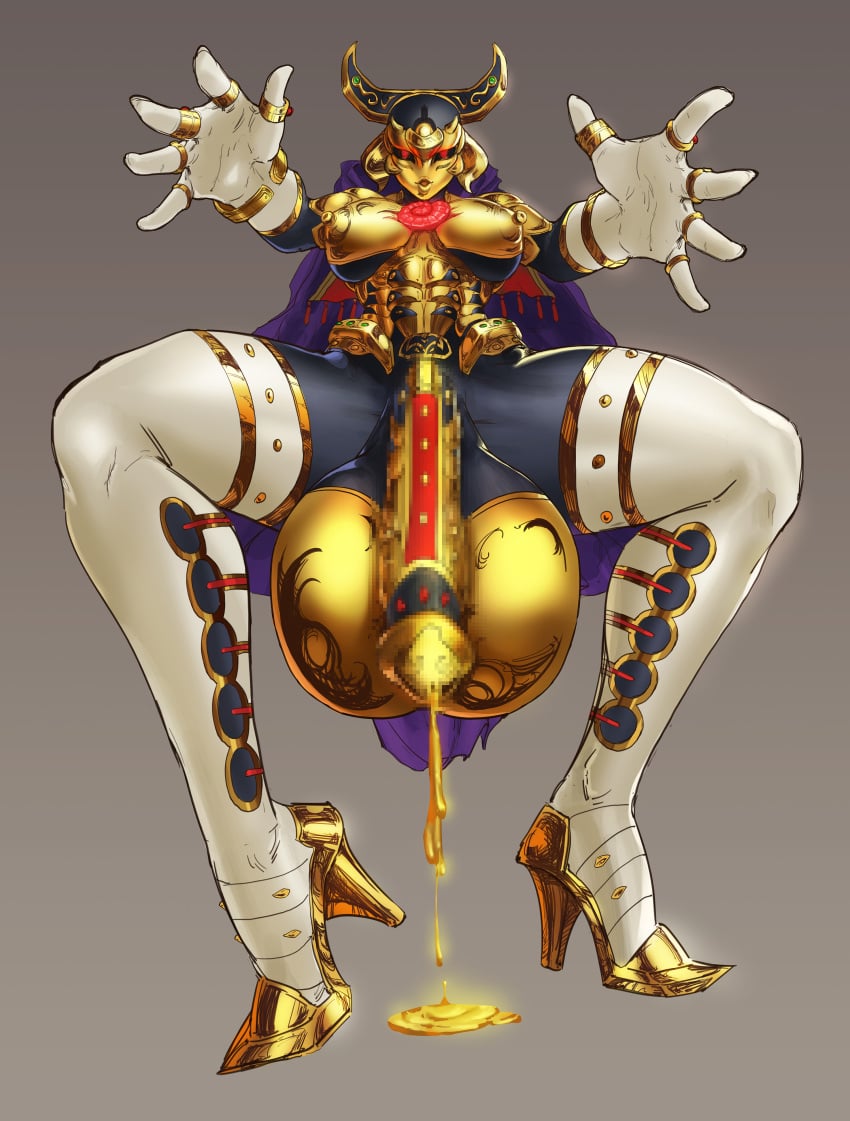 1futa anthro balls bearthing big_breasts breasts censored clothed clothing eldlich_the_golden_lord erection futa_only futanari gloves gold_cum huge_balls huge_cock humanoid humanoid_penis legs low-angle_view mosaic_censoring no_panties open_mouth oversized_balls penis robot simple_background skindentation solo squatting thick_legs thick_thighs thighhighs thighs unusual_cum yellow_cum yu-gi-oh!