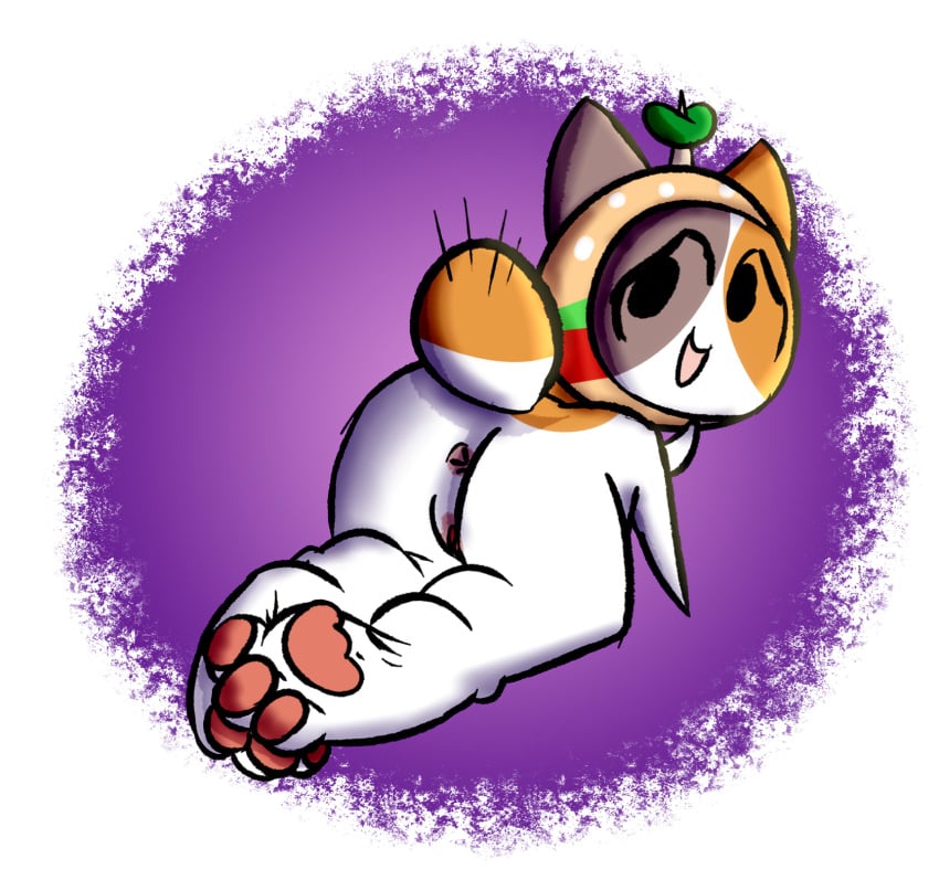 baggy_(artist) cheezborger_(chikn_nuggit) chikn_nuggit commission commission_art commissioner_upload cute feet feet_together feline female female_only foot_fetish furry looking_back_at_viewer pawpads paws unusual_headwear