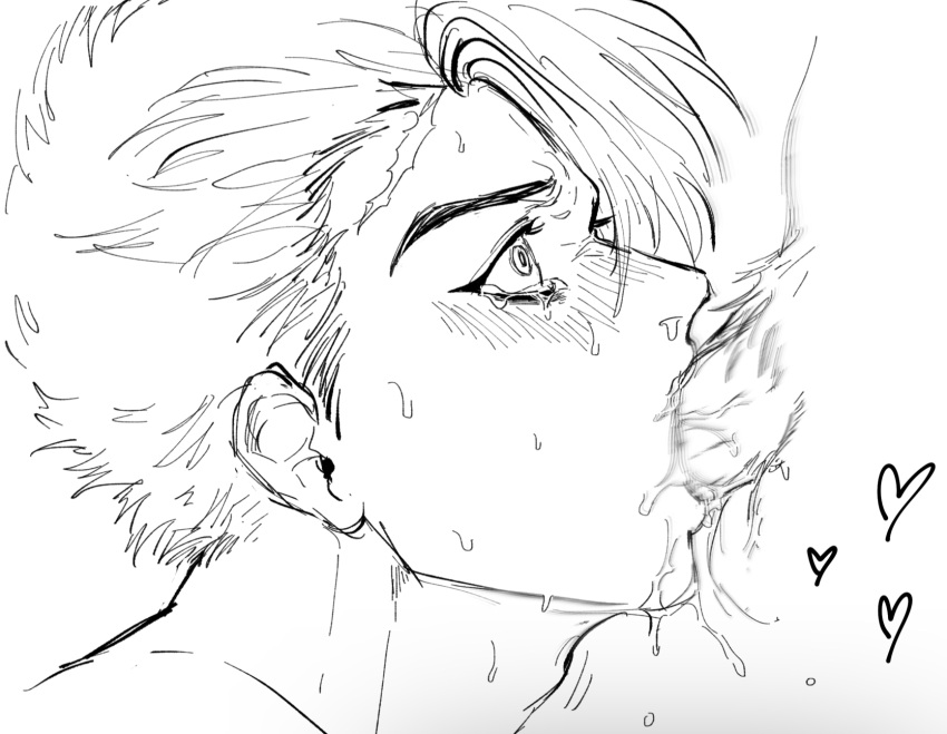 2boys blowjob blush fellatio kengan_(series) kengan_ashura mahuri male male_only monochrome motion_lines oral penis profile questionable_consent rough_sex saliva sketch sloppy sloppy_blowjob solo_focus sweat tears yaoi yoroizuka_saw_paing