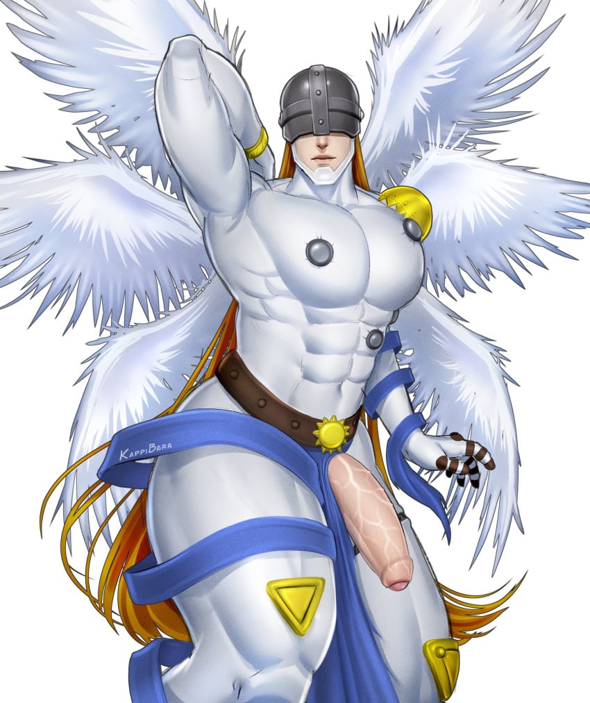 angel angemon big_cock big_penis boner digimon erect_penis erection hard_on huge_cock huge_penis kappibara long_hair looking_at_viewer male male_only masked muscles muscular muscular_male penis_out thick_thighs uncut veiny_penis wings