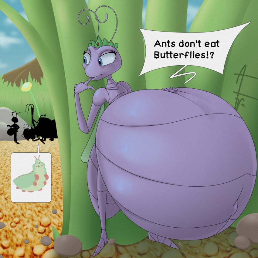 1:1 2022 a_bug's_life afraart ant antennae_(anatomy) anthro arthropod beetle belly big_belly crown crown_only crustacean dialogue digestion dim_(a_bug's_life) disney female finger_in_mouth flik_(a_bug's_life) grass group half-closed_eyes hand_on_stomach head_turned heimlich_(a_bug's_life) hi_res hiding hiding_behind_object hymenopteran hyper hyper_belly insects isopoda looking_back malacostracan male marine narrowed_eyes navel nude pill_bug pixar plant princess_atta rhinoceros_beetle scarabaeid signature silhouette slim_(a_bug's_life) soft_vore speech_bubble standing text tuck_and_roll_(a_bug's_life) vore walking_stick_(species) wings woodlouse