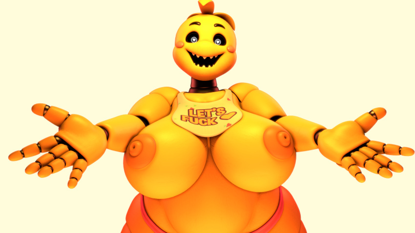 3d 3d-dusky fat five_nights_at_freddy's five_nights_at_freddy's_2 heart-shaped_pupils large_breasts toy_chica_(fnaf) toy_chica_(love_taste)