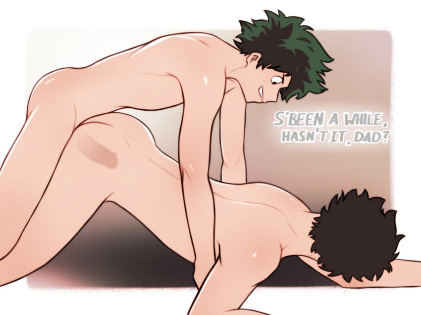 age_difference anal_penetration anal_sex black_hair boner deep_penetration english_text erection father_and_son feet_out_of_frame freckles gay gay_anal gay_incest gay_sex green_hair head_down_ass_up hidden_face hisashi_midoriya incest izuku_midoriya male_only muscular_male my_hero_academia naked naughtydads nude penetration size_difference small_dom_big_sub smiling son_fucking_dad teenager x-ray yaoi younger_penetrating_older