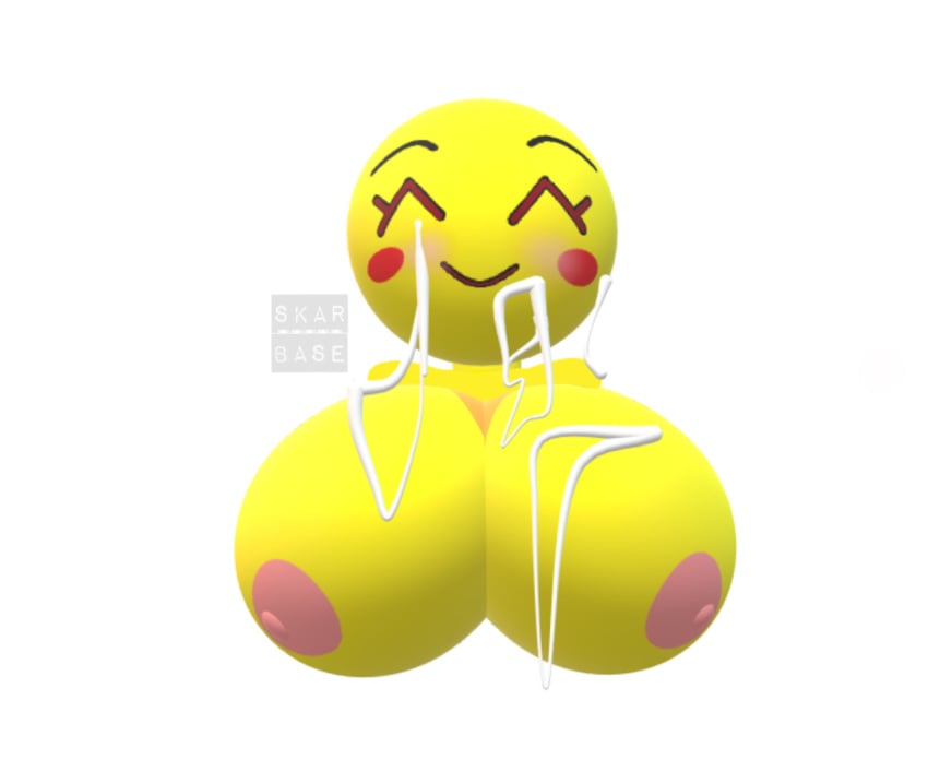 3d alternate_version_available big_breasts blush cum_on_breasts cum_on_face emoji emoji_(race) paint_3d skar_base smile