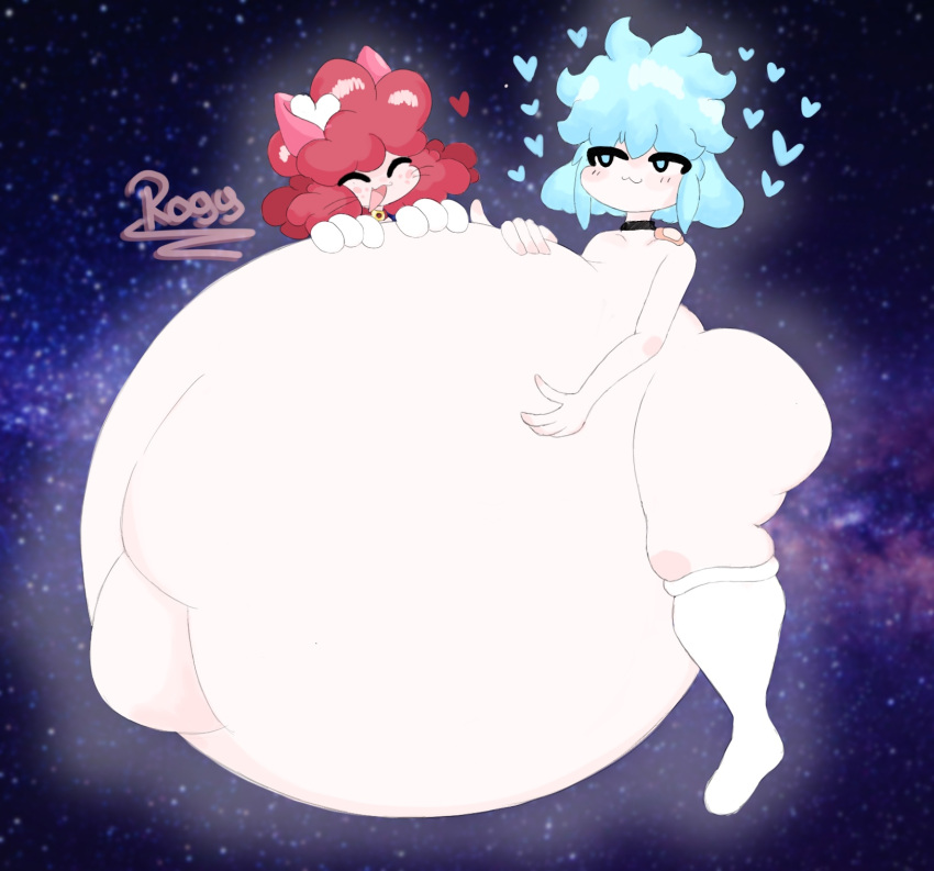 2boys age_difference belly belly_expansion bigger_male blue_eyes blue_hair cat_ears cute huge_belly hyper hyper_belly hyper_pregnancy inflation male_only male_pregnancy mpreg pregnancy pregnant pregnant_male size_difference smaller_male summeryfortuna wholesome yaoi