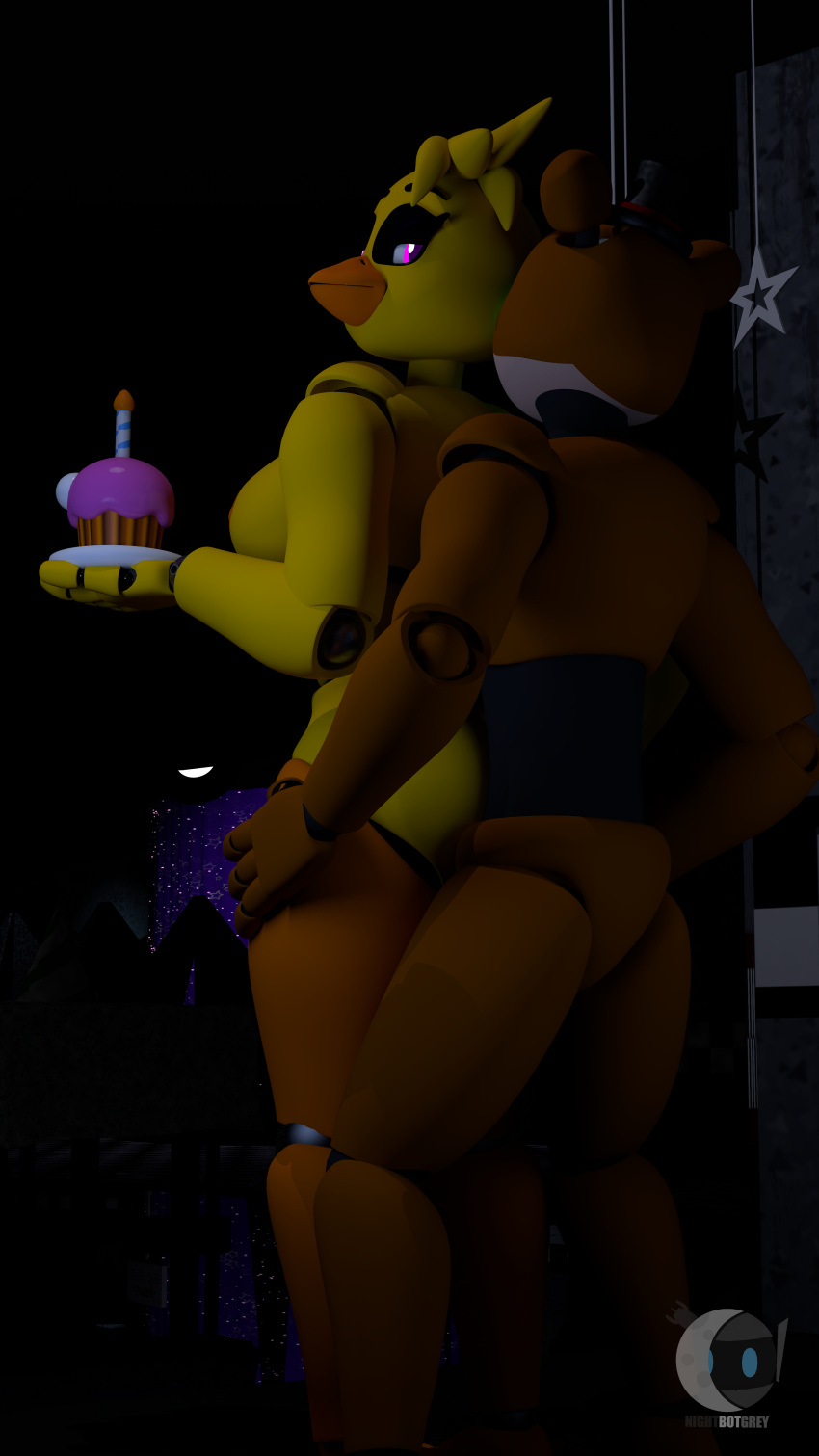 3d_(artwork) chica_(fnaf) classic_chica_(fnaf) five_nights_at_freddy's fnaf freddy_(fnaf) nightbotgrey sex straight