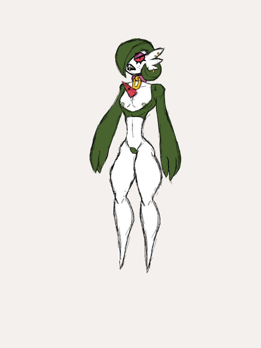 breast_expansion collar flat_chest gardevoir gorossy gorossy_(artist) green_hair piercing pokémon_(species) pokemon pokemon_(species) punk red_eyes sequence sharp_teeth thick_thighs thin_waist