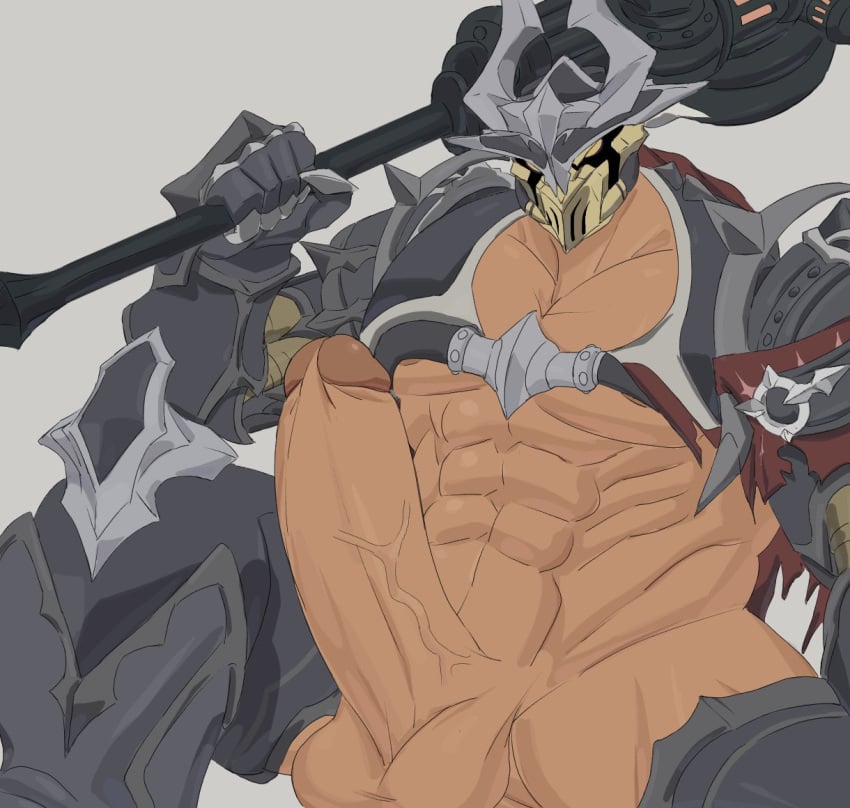 armor balls bara big_balls big_penis boner erection helmet league_of_legends male male_only mordekaiser muscles muscular nalnahi1 penis pentakill_mordekaiser pentakill_series solo solo_male spread_legs