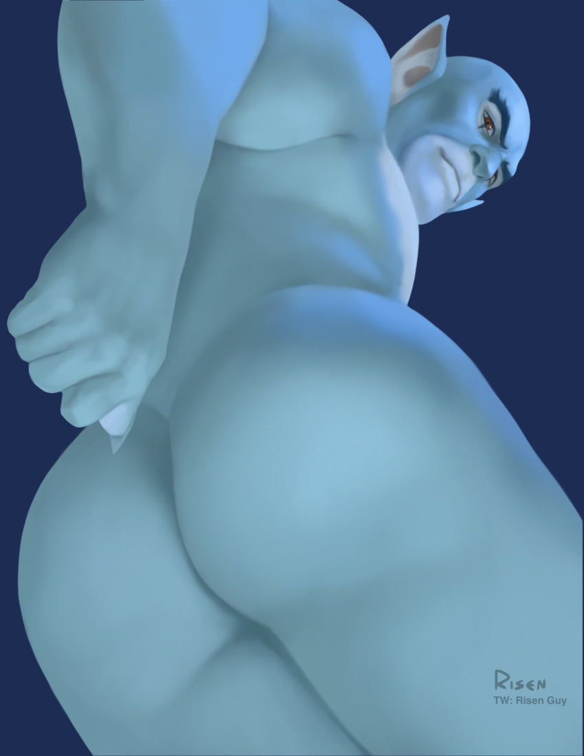 ass blue_skin butt looking_back male male_only muscles muscular muscular_male nude panthro pointy_ears risen_guy solo solo_male thundercats