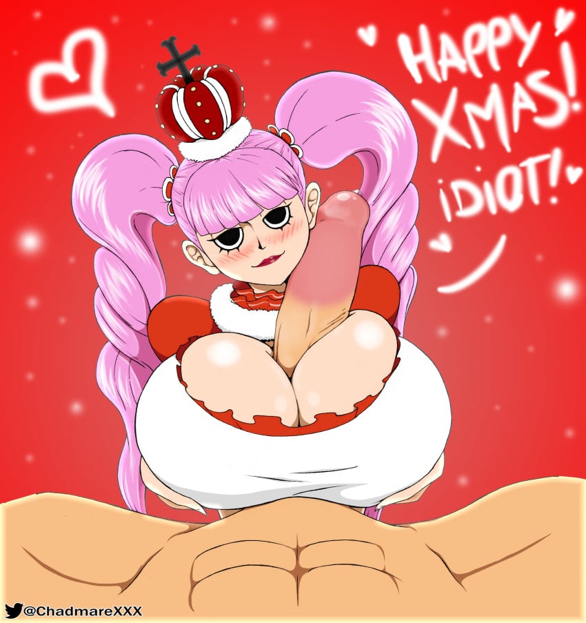 big_breasts big_penis boots breasts chadmare christmas crown erect_penis eyelashes female huge_cock large_breasts large_penis lipstick lolita_fashion long_sleeves male male/female one_piece paizuri perona pink_hair tight_shirt titjob top_heavy twintails unseen_male_face