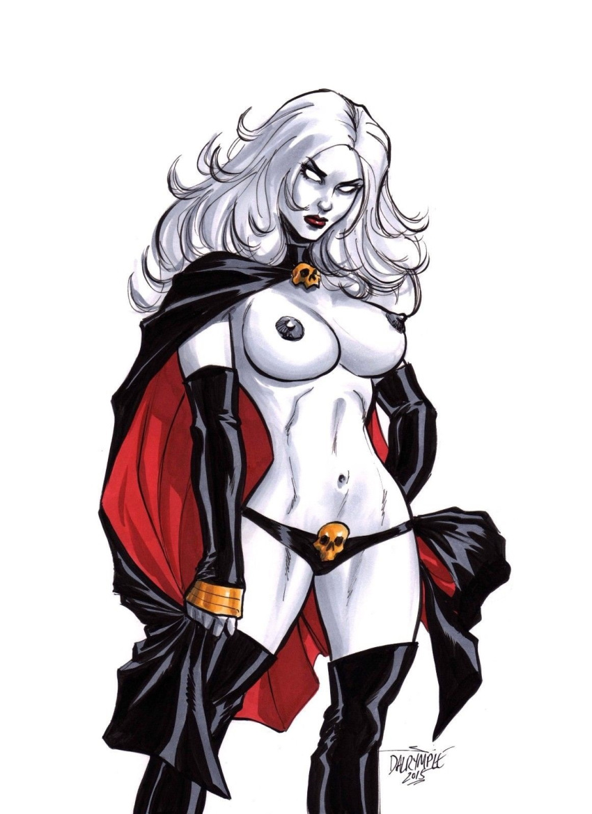 1girls black_nipples chaos_comics coffin_comics death_(personification) erect_nipples female_focus female_only grim_reaper hi_res high_resolution highres lady_death latex_glove latex_panties latex_thighhigh_boots looking_at_viewer nipple_bulge queen_of_the_dead scott_dalrymple tagme topless_female voluptuous_female