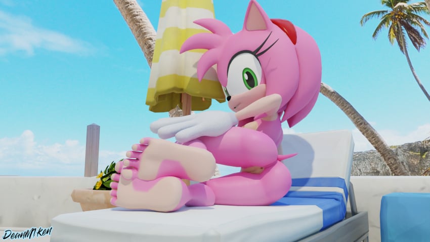 16:9 3d_(artwork) 5_toes amy_rose anthro anus ass black_nose blender breasts deanm1ken digital_media_(artwork) eulipotyphlan feet female gloves green_eyes hair hedgehog hi_res looking_at_viewer looking_back nude pink_body pink_fur pink_hair pussy sega solo sonic_(series) sonic_the_hedgehog_(series) widescreen