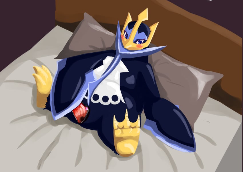 absurd_res avian beak bedroom empoleon female generation_4_pokemon genitals hi_res nintendo overweight overweight_female pii_(artist) pok&eacute;mon_(species) pokemon pokemon_(species) pussy sitting solo spread_pussy spreading