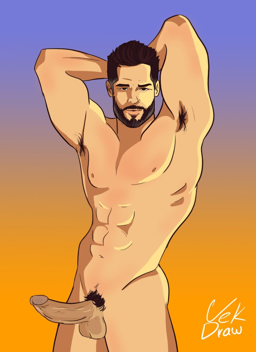 abs actor armpits arms_behind_head boner celebrity erect_penis erection hard_on joe_manganiello looking_at_viewer male male_only muscles muscular muscular_male pecs posing real_person smooth_chest smooth_skin veiny_penis veks_draw