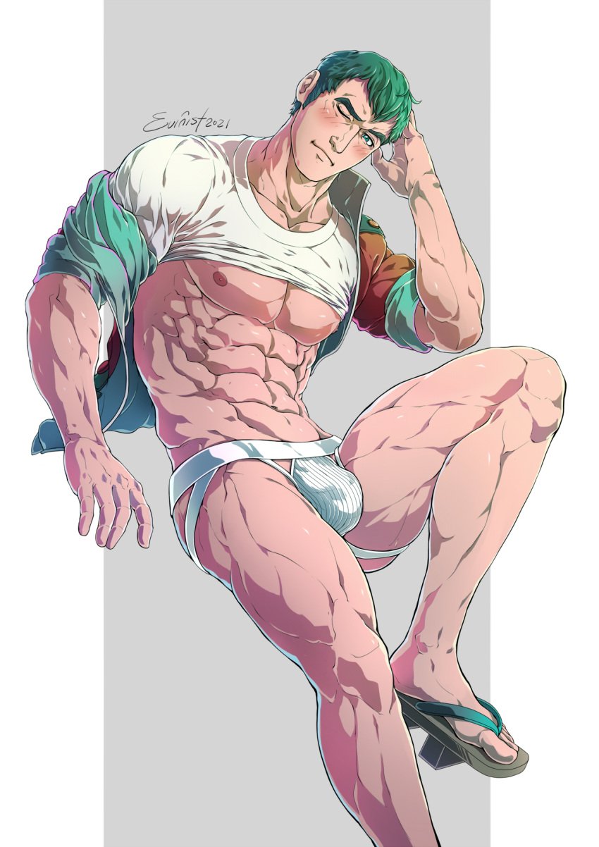 bulge dilf evinist jockstrap male male_only muscles muscular muscular_male norman_(pokemon) pokemon pokemon_rse posing winking_at_viewer