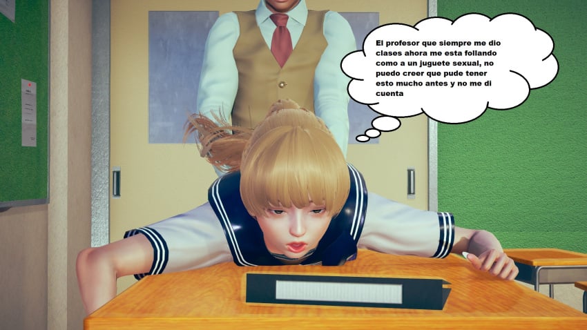 blackmail blonde_hair comic hardcore pure_lust school_uniform schoolgirl sex spanish spanish_dialogue spanish_text teacher text text_bubble