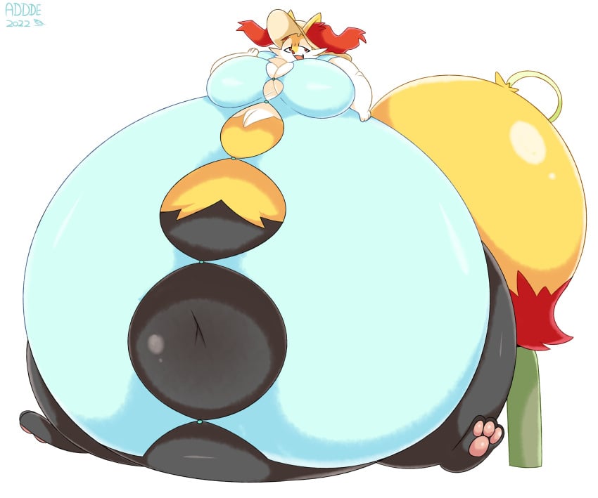 1girls addde air_inflation big_breasts boyo71230387 braixen breasts inflation inflation_fetish obese pokémon_(species) pokemon pokemon_(species)