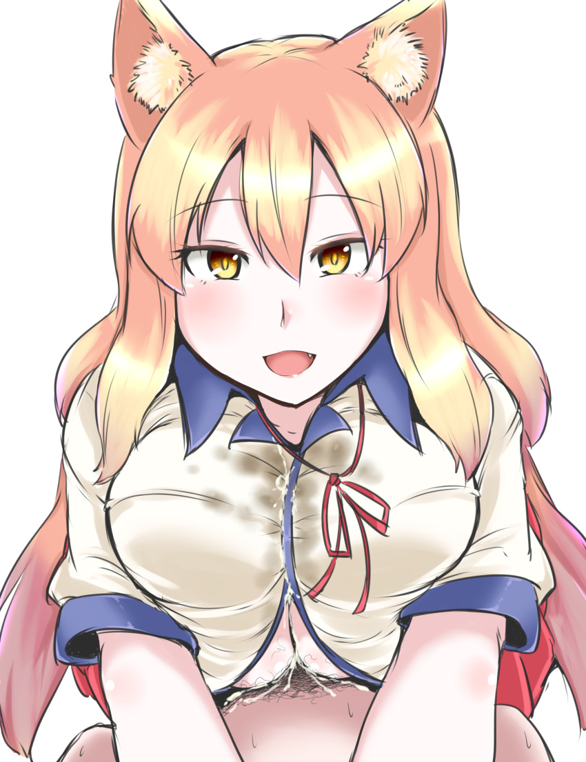 1boy 1boy1girl 1girls big_breasts blush breasts clothed_paizuri cum cum_on_breasts fate/extra fate/grand_order fate_(series) female female_focus fox fox_ears fox_girl fox_humanoid kemono kitsune kitsunemimi male/female paizuri pov sekitaku smile suzuka_gozen_(fate) tagme upper_body