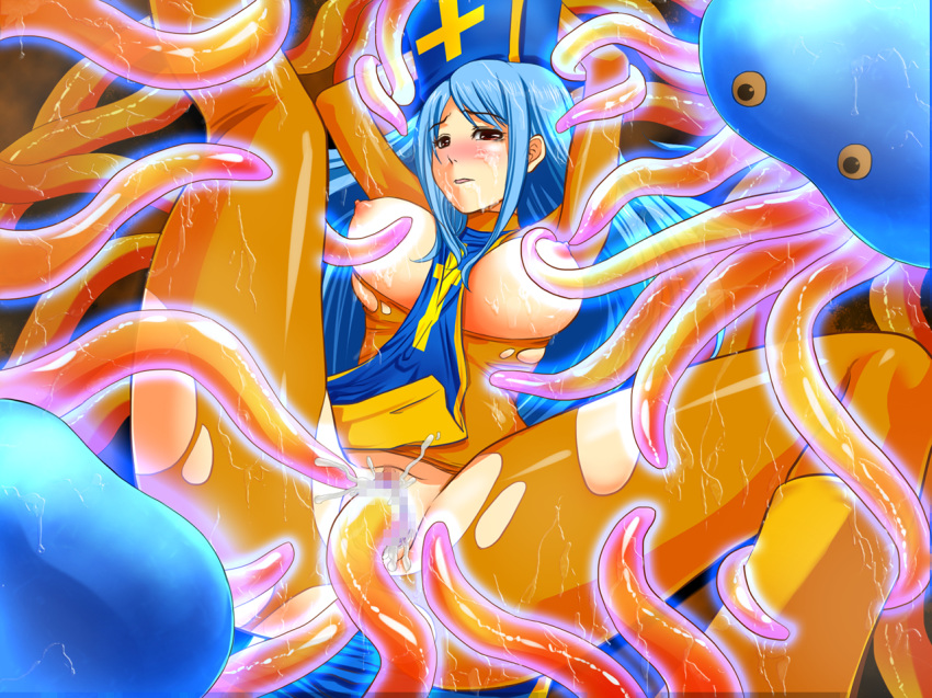 1girls artist_request blush breasts censored clothing cum dragon_quest dragon_quest_iii female healslime large_breasts monster priest_(dq3) slime slime_(dragon_quest) tagme tentacle torn_clothes