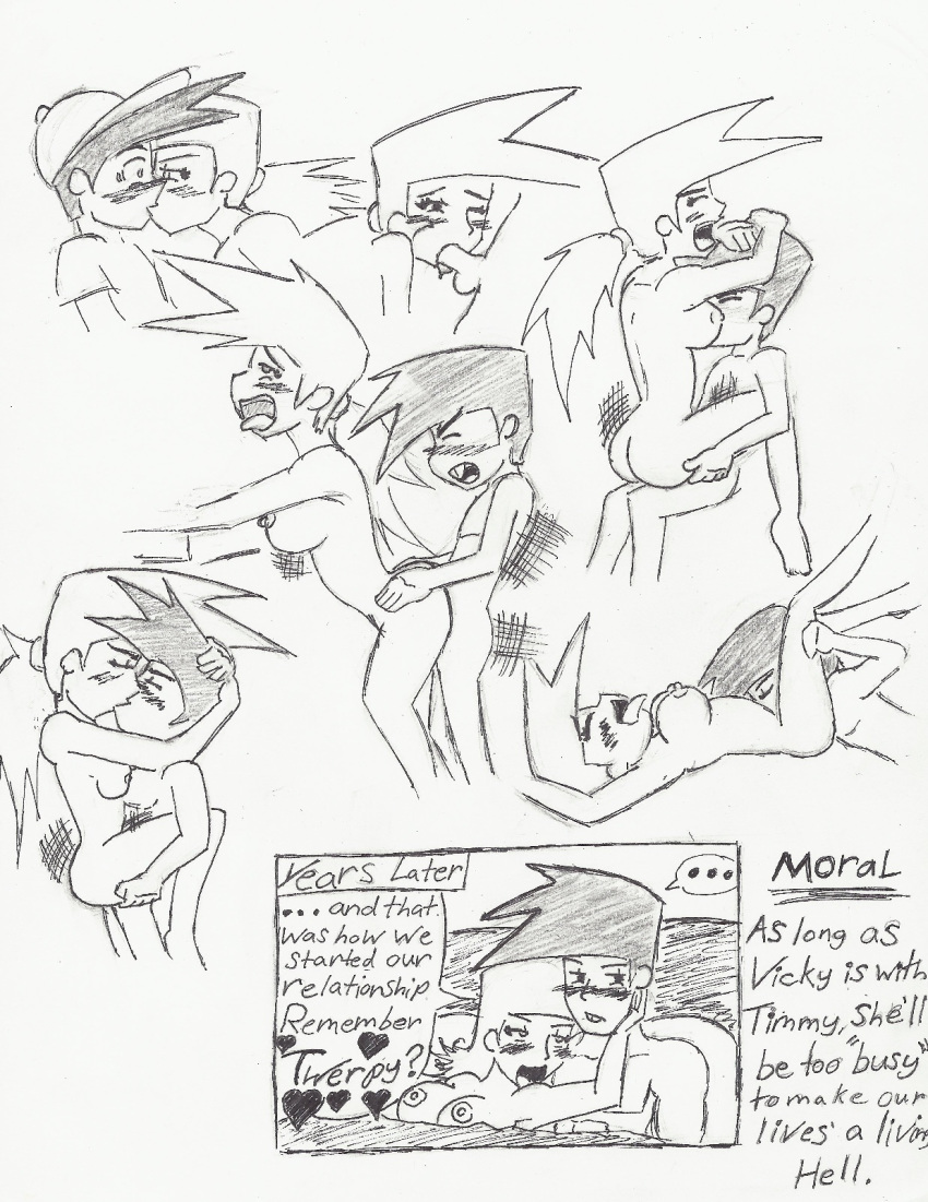 bed breasts cunnilingus fellatio female in_bed memory nickelodeon nipples passionate_kiss sex standing_sex straight_hair tagme the_fairly_oddparents timmy_turner vicky vicky_(fairly_odd_parents)