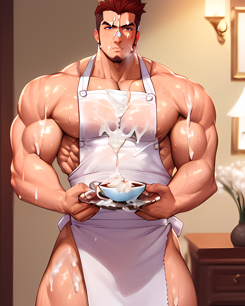 1boy 1human 1man abs ai_generated bara bara_tiddies bara_tits beard biceps big_muscles big_pecs costume covered_in_cum cum cum_in_cup deltoids erection facial_hair gay hairy large_pecs large_pectorals maid male male_chest male_focus male_only male_solo man man_boobs man_breasts man_tits manly masculine masculine_male muscle muscles muscular pecs pectorals solo solo_male trapezius wet