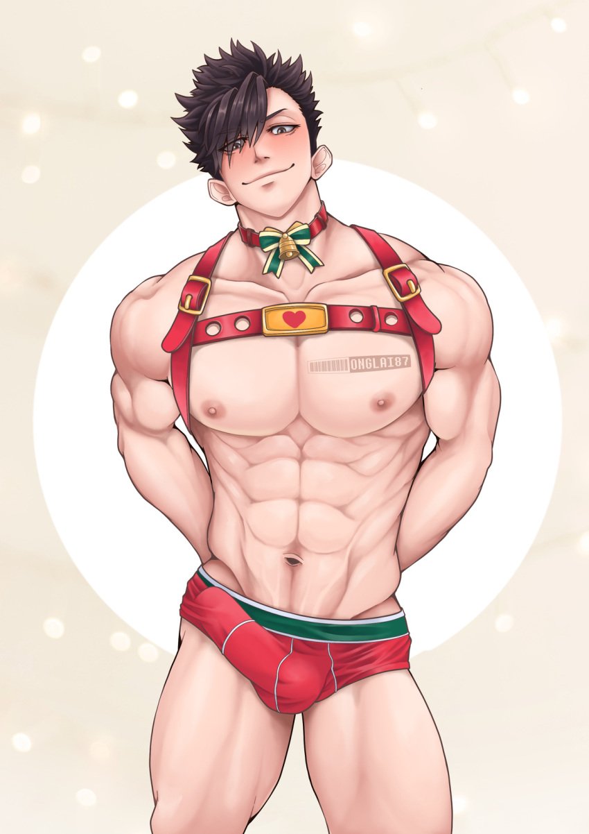 blush bulge holidays kuroo_tetsurou male male_only muscular_male onglai87 solo_male staring_at_viewer tagme thick_thighs