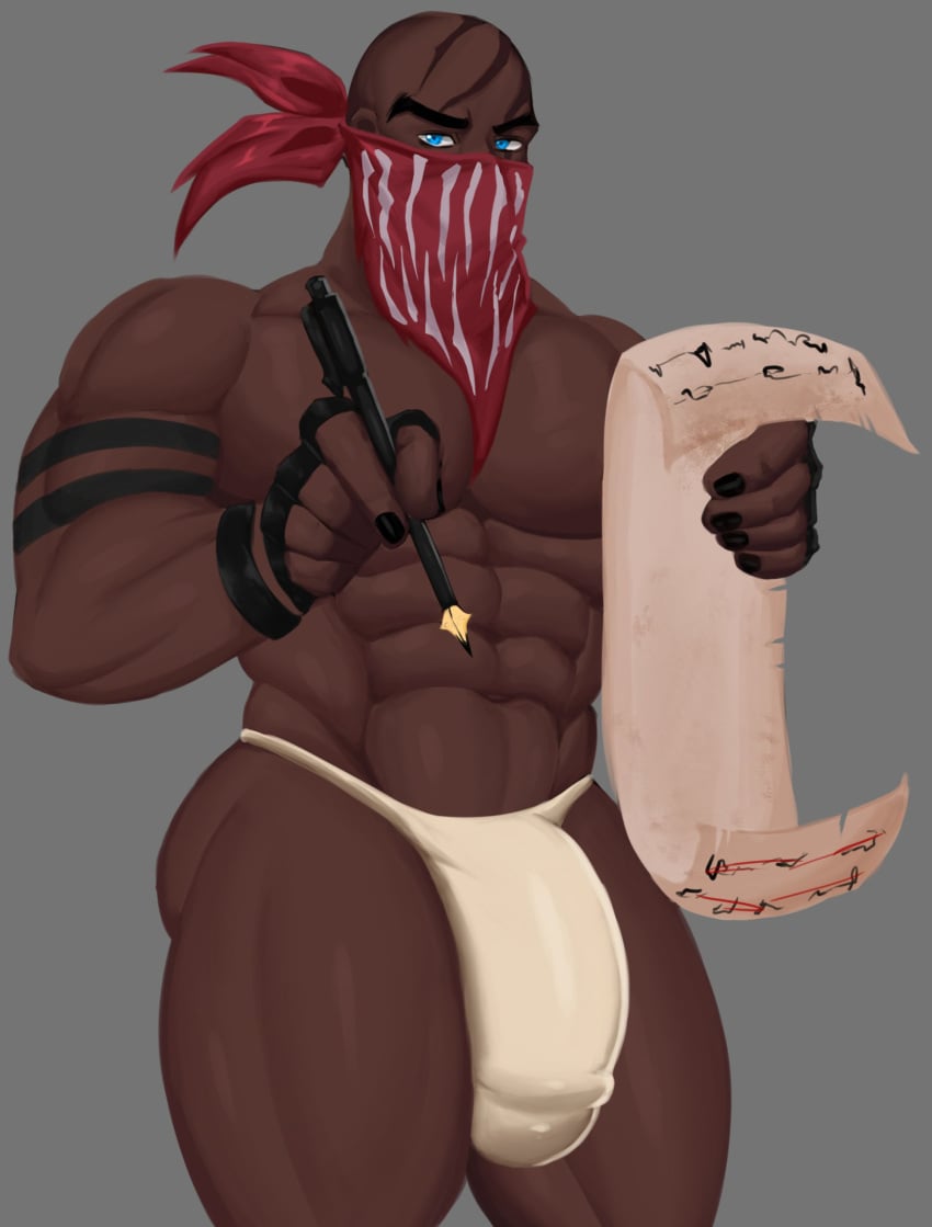 1boy bald bara barazoku big_bulge big_cock big_penis bulge dark-skinned_male dark_skin huge_bulge huge_cock huge_penis league_of_legends ling12110 looking_at_viewer male male_only melanin muscles muscular muscular_male penis penis_outline pyke solo solo_male