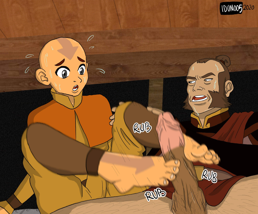 2020 2boys aang admiral_zhao air_nomad airbender_tattoo artist_name avatar_legends avatar_the_last_airbender clothing dated fire_nation footjob gay idunoo5 male male_only the_avatar yaoi