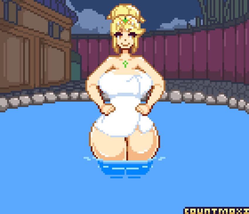 1girls 2d 2d_animation animated armpits arms_above_head arms_up ass bath big_ass big_breasts big_butt blonde_hair breasts butt countmoxi female female_only hair hair_ornament light-skinned_female light_skin long_hair mythra naked_towel nintendo nipples onsen pixel_animation pixel_art pose smug stripping thick thick_thighs thighs tied_hair towel towel_only undressing voluptuous water wide_hips work_in_progress xenoblade_(series) xenoblade_chronicles_2