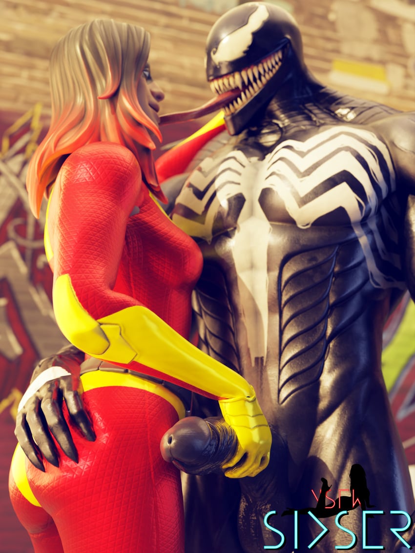 1boy 1girls 3d armored_gloves big_penis bodysuit fangs female fortnite fortnite:_battle_royale handjob human human_on_humanoid humanoid interspecies joltara_(fortnite) light-skinned_female light_skin long_tongue looking_at_partner male marvel marvel_comics muscular_male rawan_(fortnite) sharp_teeth sixser spider-man_(series) straight symbiote venom_(marvel) zentai