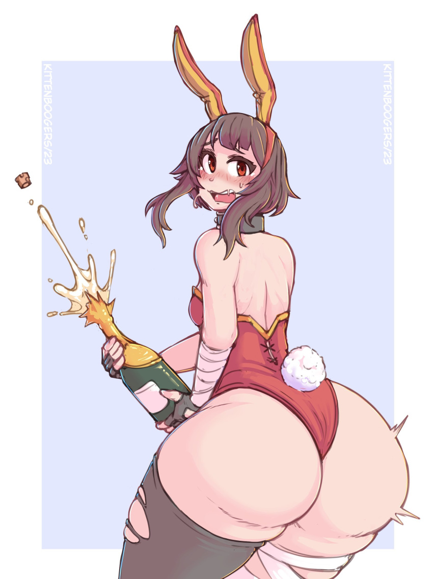 2023 alternate_ass_size alternate_costume alternate_version_available ass ass_expansion ass_focus ass_growth bandaged_leg big_ass big_butt black_hair blush bottom_heavy bunny_ears bunny_girl bunny_tail bunnysuit female female_focus female_only hi_res high_resolution highres holding_alcohol holding_drink holding_object huge_ass huge_butt kittenboogers kono_subarashii_sekai_ni_shukufuku_wo! large_ass large_butt looking_at_viewer looking_back massive_ass massive_butt megumin new_year new_year_2023 open_mouth red_eyes short_hair simple_background solo solo_female solo_focus tearing_clothes tearing_clothing thick_thighs thighhighs